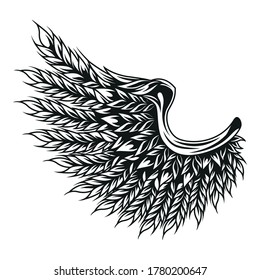 Años de cebada en el concepto de forma de ala en la ilustración vectorial aislada de estilo monocromo vectorial vintage