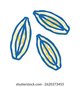 grão de cevada ícone doodle não descascado esboço vetor. grão de cevada sinal não descascado. símbolo isolado ilustração