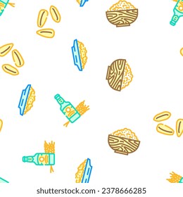 barley grain wheat vector seamless pattern thin line illustration