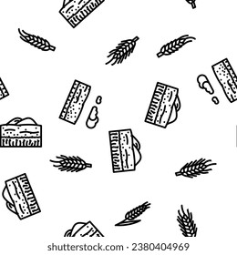 barley grain wheat vector seamless pattern thin line illustration