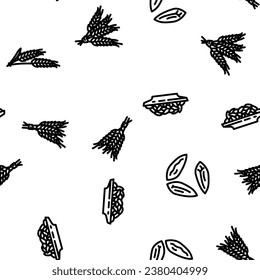 barley grain wheat vector seamless pattern thin line illustration