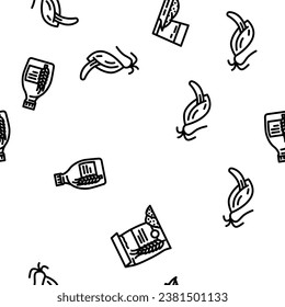 barley grain wheat vector seamless pattern thin line illustration