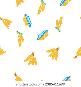 barley grain wheat vector seamless pattern thin line illustration