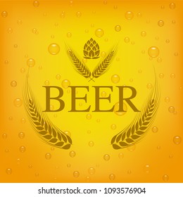 barley and hop vector logo design on beer background.