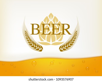 barley and hop vector logo design on beer background.