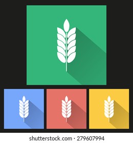 Barley icon with long shadow, flat design. Vector illustration.