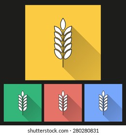Barley icon with long shadow, flat design. Vector illustration.