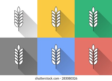 Barley icon with long shadow, flat design. Vector illustration.