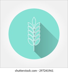 Barley  - icon with long shadow, flat design. Vector illustration.