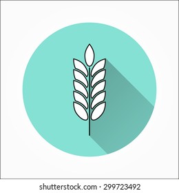 Barley   - icon with long shadow, flat design. Vector illustration.