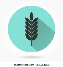 Barley icon with long shadow, flat design. Vector illustration.