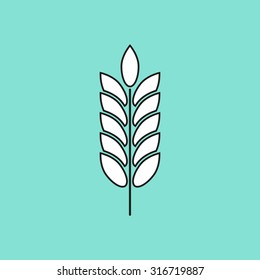 Barley  icon  on green background. Vector illustration.