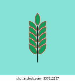 Barley  icon  on green background. Vector illustration.