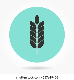 Barley  icon  on green background. Vector illustration.