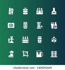 barley icon set. Collection of 16 filled barley icons included Rice, Beer, Crop, Hop, Brewery, Beer keg