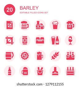 barley icon set. Collection of 20 filled barley icons included Crop, Beer, Beers, Wheat, Brewery