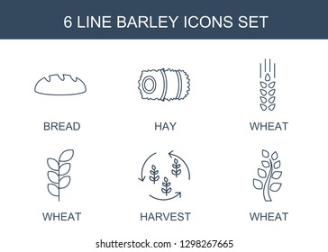 barley icons. Trendy 6 barley icons. Contain icons such as bread, hay, wheat, harvest. barley icon for web and mobile.