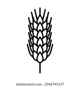 Barley, line icon. Spike of barley, linear illustration of cereals plant. Bread, nutrition, fibre, carbs or agriculture. Editable stroke, thin line, simplicity style. 