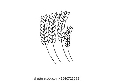 Barley outline one line art illustration