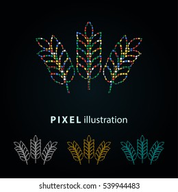 Barley - pixel icon. Vector Illustration. Design logo element. Isolated on black background.