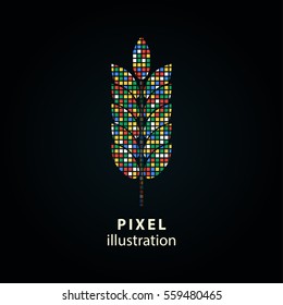 Barley - pixel icon. Vector Illustration. Design logo element. Isolated on black background. It is easy to change to any color.