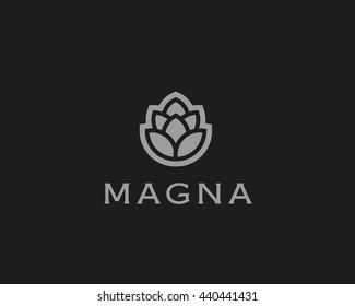 Barley shape for brewery logotype. Beer vector logo design template. Pub modern symbol. Stylized mug of beer badge emblem. 