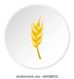 Barley spike icon in flat circle isolated on white vector illustration for web