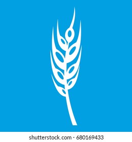 Barley spike icon white isolated on blue background vector illustration