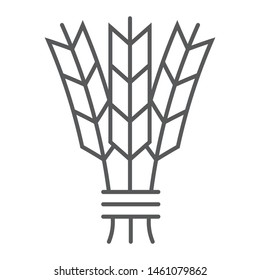 Barley thin line icon, harvest and rye, wheat sign, vector graphics, a linear pattern on a white background, eps 10.