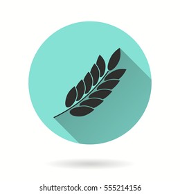 Barley vector icon. Black illustration isolated on green background for graphic and web design.