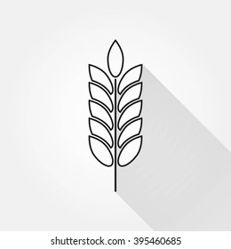 Barley   vector icon with long shadow.  Illustration  for graphic and web design.