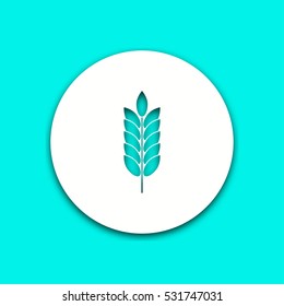 Barley vector icon with shadow. Round button for website and mobile app illustration. Background easily be changed to any color.