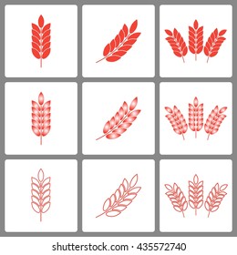 Barley vector icons set. Illustration isolated on white background for graphic and web design.