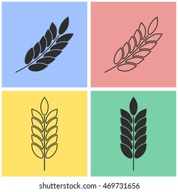 Barley vector icons set. Illustration isolated for graphic and web design.