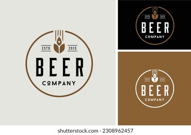 Barley Wheat Malt Grain Silhouette for Vintage Retro Beer Brewery Brewing Label logo design 