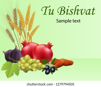 barley, wheat, pomegranate, figs, grapes, olives and dates for the Jewish holiday " Tu Bishvat" (new year of the trees) 