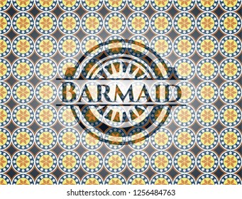 Barmaid arabic emblem background. Arabesque decoration.