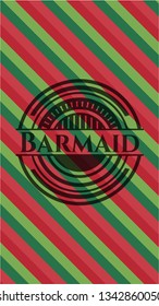 Barmaid christmas badge background.
