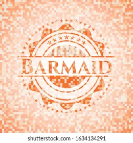 Barmaid orange mosaic emblem. Vector Illustration. Detailed.