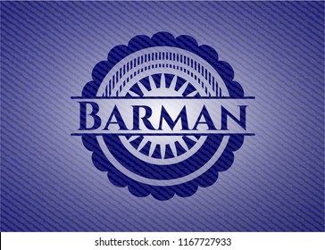 Barman badge with denim background