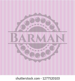 Barman badge with pink background