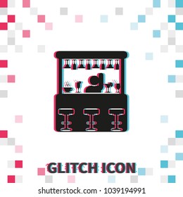 Barman  glitch effect vector illustration. Bar icon.
