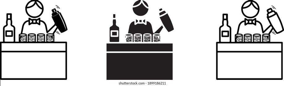 barman icon, vector line illustration	