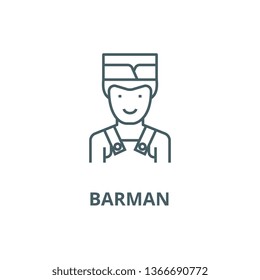 Barman line icon, vector. Barman outline sign, concept symbol, flat illustration