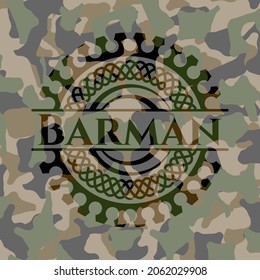 Barman on camo texture. Vector Illustration. Detailed. 