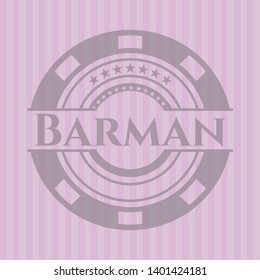 Barman pink emblem. Vector Illustration. Detailed.