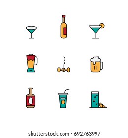 Barman. Vector isolated on white background illustration.Set of vector isolated line filled icons. Pixel Perfect. For web design and presentations, site