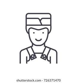 barman vector line icon, sign, illustration on background, editable strokes