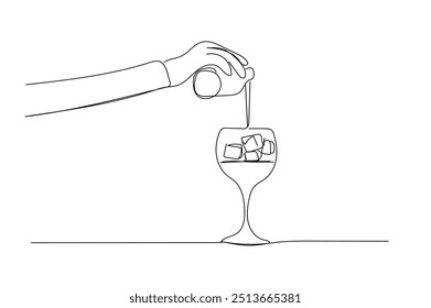 Barmen haciendo cóctel. Barman, barman, barista sirviendo bebida. Un estilo de dibujo de línea. Ilustración vectorial dibujada a mano. Brindis por la decoración festiva para las vacaciones, diseño romántico del día de San Valentín.