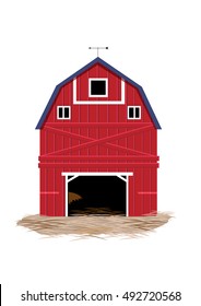 Barn agricultural farmhouse front painted in structure. Editable Clip Art.